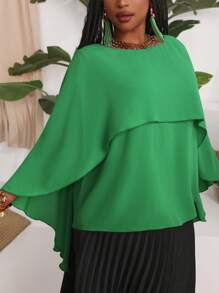 Slaydiva Grote maten Ronde hals Cape-mouw Blouses