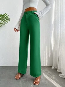 Women's Straight Leg Pants - Dark Green - View 3
