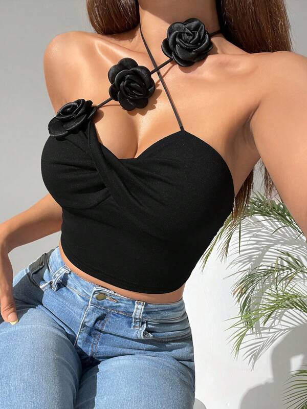 SHEIN PETITE Top fără mâneci cu bretele încrucișate pentru femei