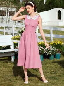 SHEIN DECDS Vestido De Verano De Encaje Para Mujer - Rosa - Ver 6