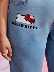 HELLO KITTY AND FRIENDS | SHEIN Jeans Rectos Con Gráficos De Caricaturas Para Tallas Grandes - Azul - Ver 5