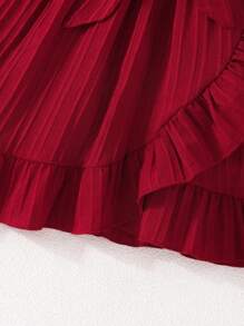 SHEIN Young Girl Comfortable Casual Ruffle Hem Dress With Belt And Accessories For Summer Summer Holiday