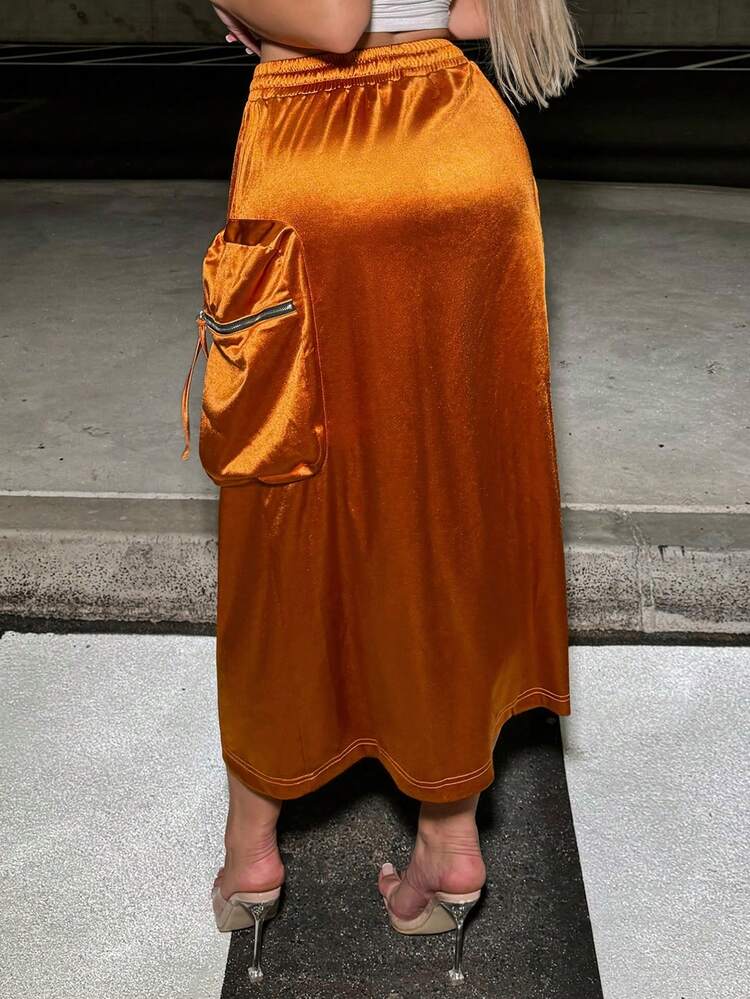 Women's Utility Pocket Street Style Long Skirt