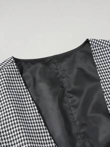 Manfinity Mode 1pc Men's Plus Size Houndstooth Double-Breasted Waistcoat - Black and White - View 3
