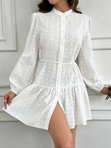 EURMUSE White Embroidery Mini Dress - White - View 1