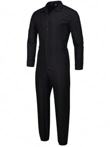 Manfinity LEGND 男士長袖衫連接長褲 - 黑色 - 查看 2