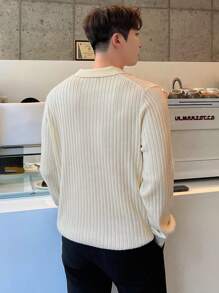 DAZY Men Solid Ribbed Knit Jumper - Apricot - View 2