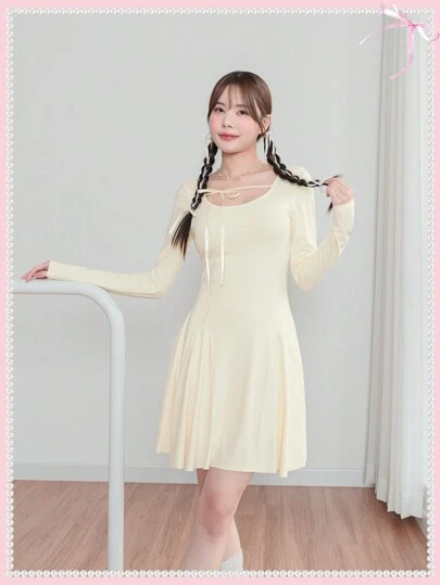 SHEINNeu Balletcore 春夏系带蝴蝶结连衣裙