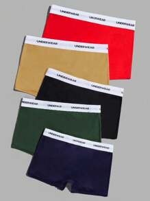 Men 5pcs Letter Tape Waist Boxer Brief - Multicolor - View 2