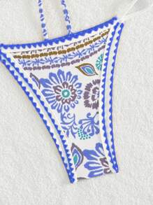 SHEIN Swim Ladies' Flower Pattern Print Two-Piece Bikini Set Summer Beach - Multicolor - View 4