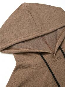 Manfinity Homme Camiseta sin mangas con capucha y cordón para hombres de unicolor - Camel - Ver 5