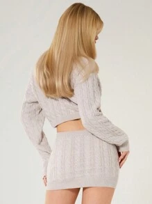 MUSERA Cable Knit  Cropped Jumper