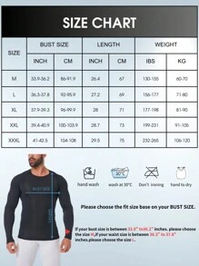 男士長袖運動緊身衣 - 黑色 - 查看 6