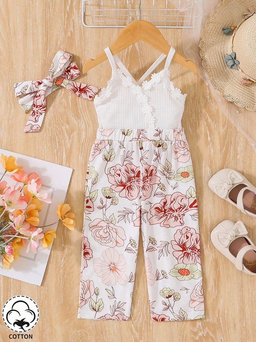 Monos Con Decoración Floral En 3d Y Estampado De Flores Y Parches Para Tallas Grandes - Multicolor - Ver 1