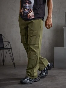 Manfinity VCAY Men's Woven Casual Cargo Pants - Army Green - View 6