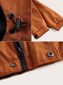 In My Nature Women's Zip Front Drawstring Hooded Outdoor Raincoat Jacket - Coffee Brown - View 6