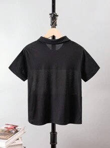 Camiseta Polo De Manga Corta Con Diseño De Impresión Digital De Bloques De Color Para Niños En Transición