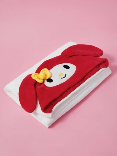 HELLO KITTY AND FRIENDS | SHEIN 珊瑚绒高吸水性连帽婴儿浴袍/毯子，适合女孩