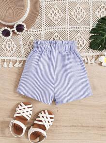 SHEIN Baby Girl Casual Striped Asymmetrical Elastic Waist Skort For Summer Vacation - Blue and White - View 2