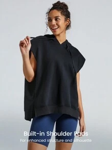 GLOWMODE Mỗi ngày Quá lớn Áo nỉ có mũ Hằng ngày - màu đen - Xem 3