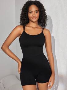Ocili Leisure Extremely Stretchy Seamless & Skin-Friendly Non-Removable Padding Comfortable Solid Double Shoulder Straps Women Tops Black - Black - View 4