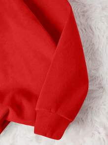 Flirla Plus Size Cartoon Printed Long Sleeve Sweatshirt - Red - View 6