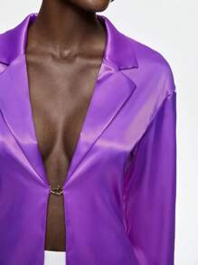 BizChic Women's Solid Color Long Sleeve Shirt - Mauve Purple - View 7