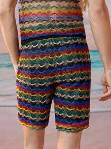 Manfinity VCAY Men's Wave Stripe Weaving Casual Shorts - Multicolor - View 2