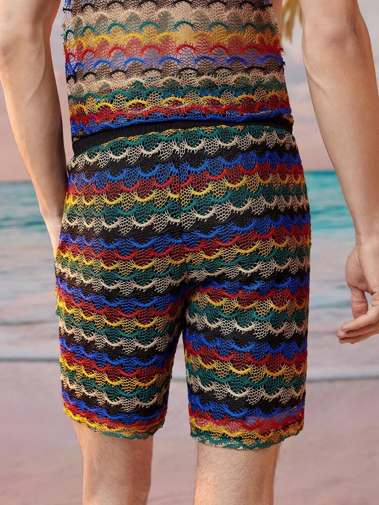 Men's Wave Stripe Weaving Casual Shorts