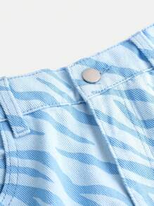 Teen Girls' Zebra Stripe Flared Jeans - Blue - View 4