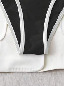 SHEIN Swim Summer Beach Ladies' Color Block Bikini Set - Black and White - View 3