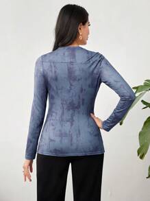 Modelyn Của phụ nữ Tay áo dài Áo thun Với Chi tiết xếp nếp - Nhiều màu - Xem 2