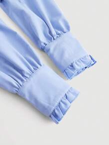 SHEIN MOD 大尺碼女士前打結燈籠袖襯衫