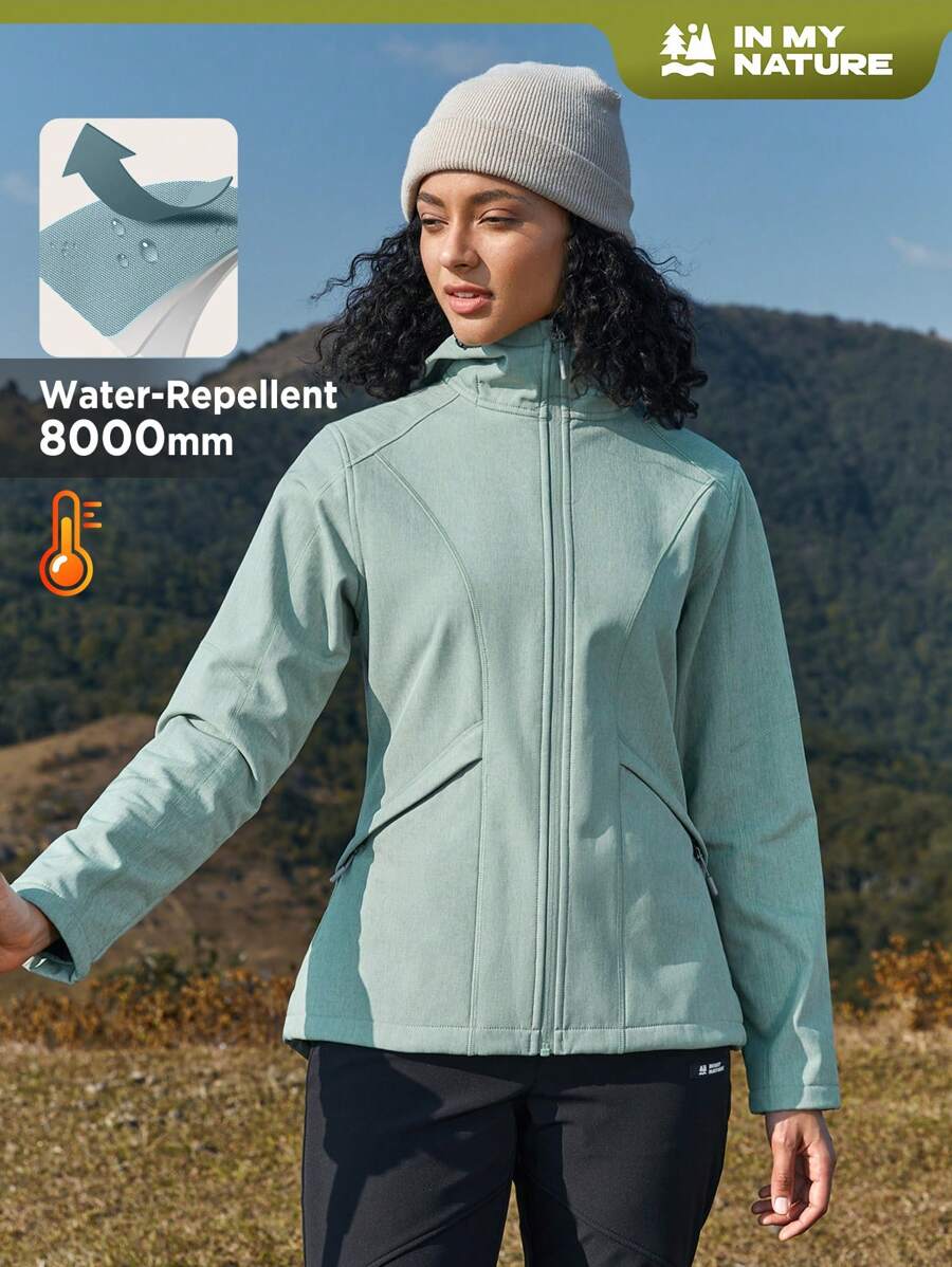 In My Nature سترة نسائية بطول الكم الطويل ولون سادة مع غطاء رأس ومقاس عادي للارتداء الخارجي