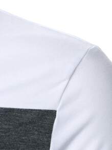 Manfinity Homme Men's Color Block Long Sleeve Polo Shirt - White - View 6