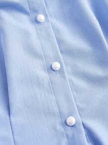 SHEIN MOD 大尺碼女士前打結燈籠袖襯衫