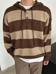 DAZY 男式返校节拼色落肩抽绳连帽秋季毛衣 - 彩色 - 查看 9