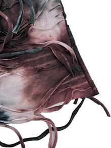 VaVaBold Women's Stretchy Tie Dye Draped Neck Asymmetrical Fringe Hem Dress In Distressed Style - Multicolor - View 4