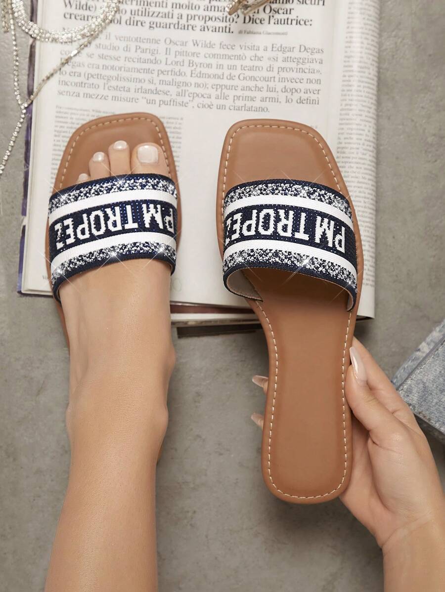 SHUZIA Women's Flat Sandals - Navy Blue - View 1