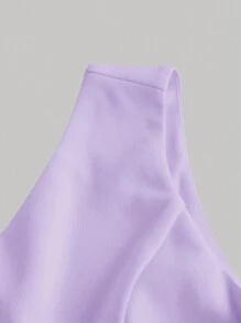 SHEIN MOD 女士不对称肩部和腰部镂空连身裤 - 淡紫色 - 查看 4