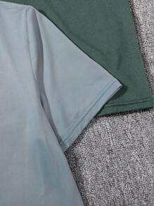 SHEIN Ensemble De 3 T-shirts Décontractés Pour Garçons Préados, Confortables Et Amples, Style Universitaire, Col Rond, Couleur Unie - Vert - Voir 6