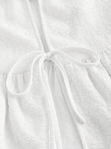 SHEINNeu Women's Solid Color Tie-Waist Shirt - White - View 4