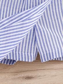 SHEIN Baby Girl Casual Striped Asymmetrical Elastic Waist Skort For Summer Vacation - Blue and White - View 3