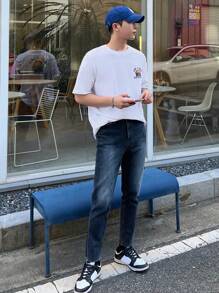 DAZY Men Cotton Letter Graphic Tee,Fall Clothes - White - View 6