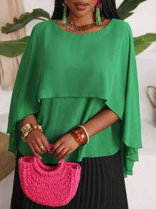 Slaydiva Grote maten Ronde hals Cape-mouw Blouses