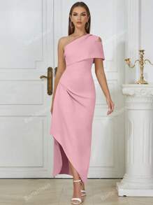 Elegancka seksowna asymetryczna sukienka bodycon na jedno ramię bez rękawów dla kobiet