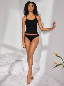 Ocili Leisure Extremely Stretchy Seamless & Skin-Friendly Non-Removable Padding Comfortable Solid Women Tops Black - Black - View 7