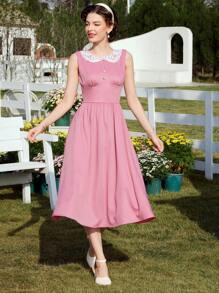 SHEIN DECDS Vestido De Verano De Encaje Para Mujer - Rosa - Ver 1