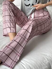Women's Plaid Pajama Bottoms - Pink - View 3