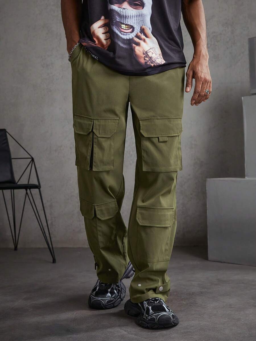 Manfinity VCAY Men's Woven Casual Cargo Pants - Army Green - View 1